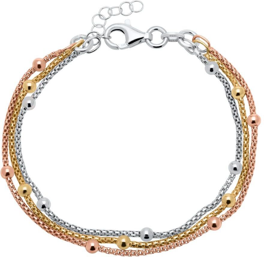 Unique Mehrreihiges 925er Silberarmband tricolor tricolor