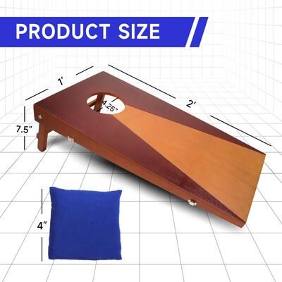 GSE Games & Sports Expert GSE 2'x1' Wooden Portable Cornhole Set, Corn Hole Toss Games Set with 2 Wooden Cornhole Boards & 8 Bean Bags - 1'X2'