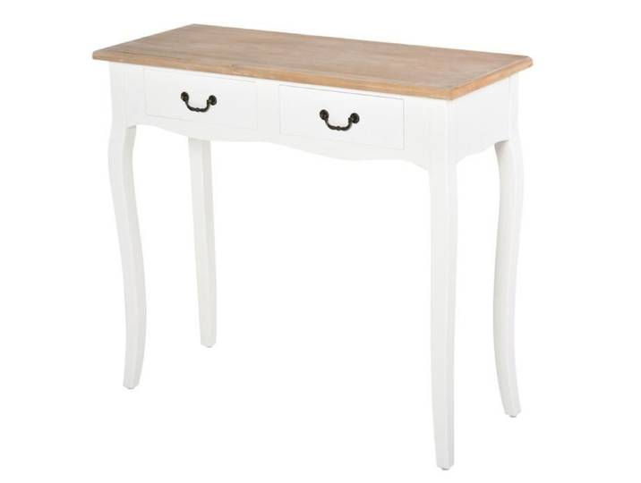 Console style table de drapier style shabby chic 2 tiroirs blanc