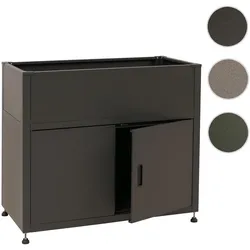 Hochbeet HWC-O85, Metallhochbeet Blumenkasten Pflanzkübel Stauraum, Metall 33kg 91x101x51cm ~ anthrazit