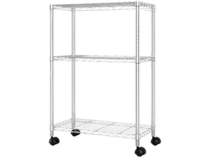 Étagère à 6 tablettes étroites en métal réglables en hauteur avec roulettes 60x35x185cm Argent
