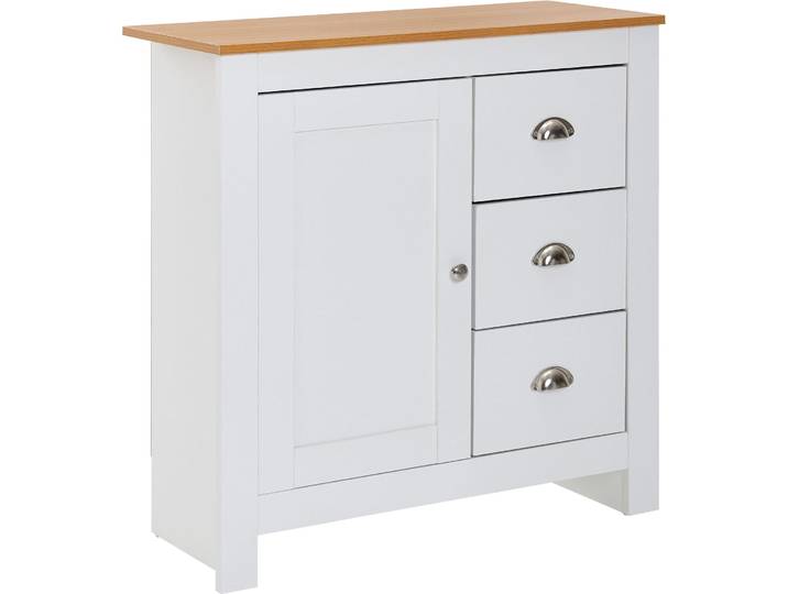 Buffet à 3 tiroirs 79x81x35 cm commode blanc / moderne chêne Wohnling