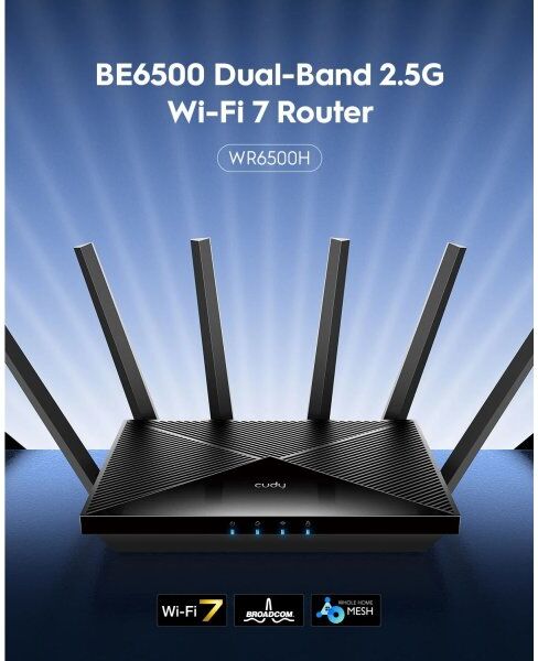 Cudy Wi-Fi Router Wr6500h, Wf7, Be6500