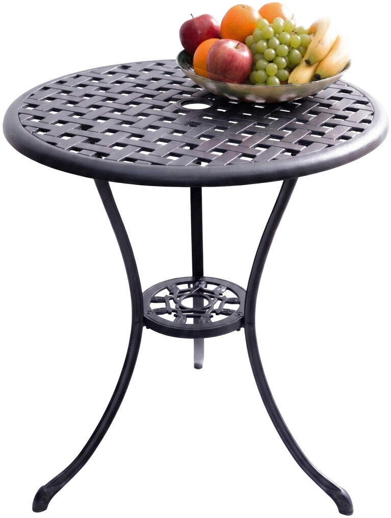 Marlow Home Co. Yaiza Round Outdoor with Umbrella Hole Bistro Table - 177.8 cm W 177.8 cm D Black