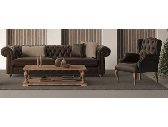 Xlmoebel Polstergarnitur XLMOEBEL Sofa mit Sessel in Braun - Bequem und modern, (Polstergarnitur, 2-tlg., Sofa mit Sessel), Made in Europa