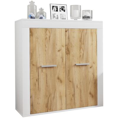 Kommode VCM "Holz Kommode Sideboard Anrichte Usilo 2 Drehtüren", braun (weiß, honig, eiche), B:80cm T:35cm, Sideboards, Kommode