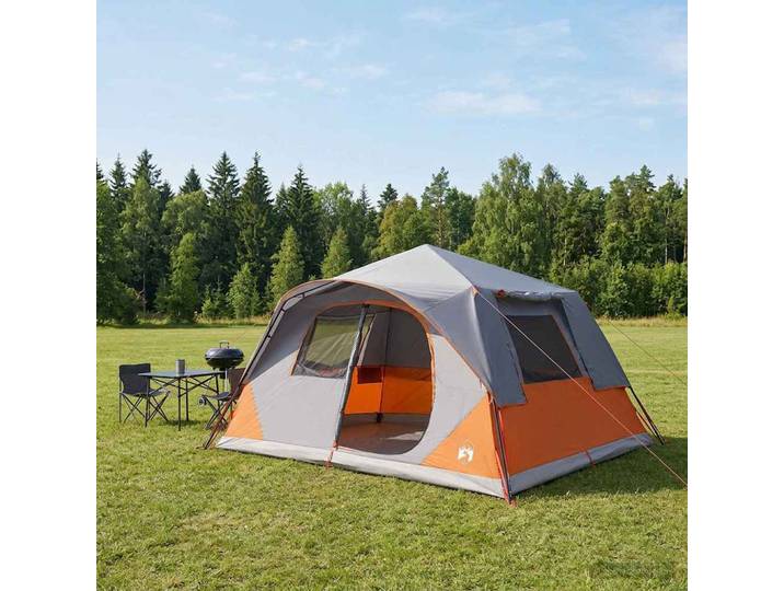 vidaXL Sofort Zelt 10 Personen Grau und Orange Polyester und Stahl