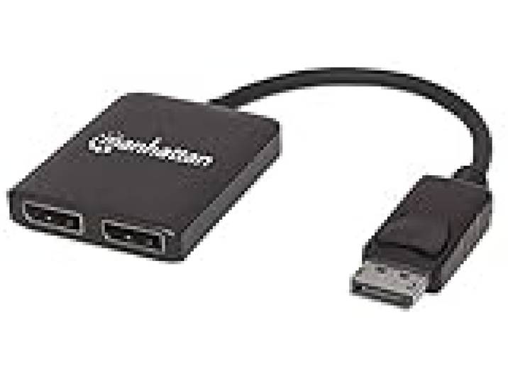Manhattan 207768 Répartiteur DisplayPort vers DP 2 Ports avec Transport Multi-Flux Noir