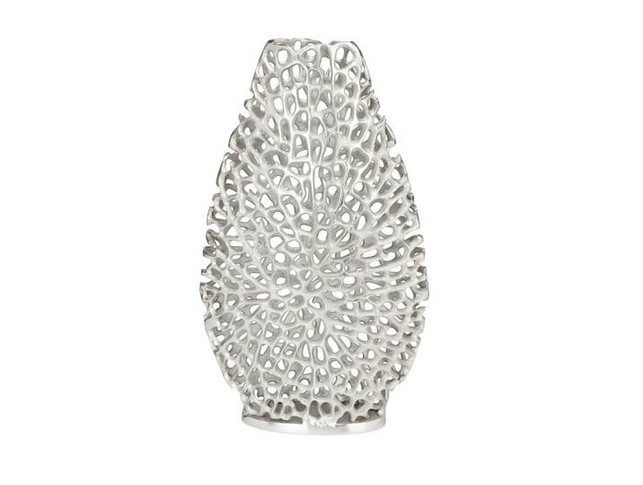 Dekovase, Nickelfarben, Metall, 8x39.5x23.5 cm, Dekoration, Vasen, Metallvasen