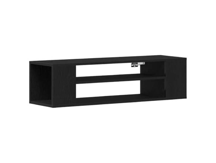 KUPTYERFG TV-Schrank Schwarz Eichen-Optik Lowboard 100 x 30 x 26,5 cm Kompakter Medien-Regaltisch in dunkler Holzoptik für Wohnzimmer und Schlafzimmer, bietet Platz für Konsole und Deko.