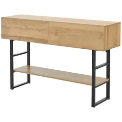 Helloshop26 - Konsolentisch aus Metall 75 x 120 x 30 cm Eichenoptik schwarz
