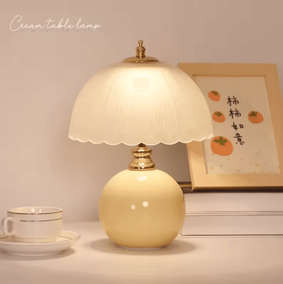 Inspire Curations Modern Ceramic Glass Bedside Table Lamp Warm Minimalist Reading Light beige au