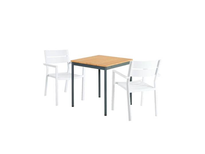 Brafab Delia/Nox Bistro Gartenmöbel-Set 3-teilig, Tischplatte Bambus 70x70 cm Trendig &amp; bunt stapelbar