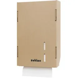 Handtuchspender Wepa Satino Kartonhandtuchspender braun befüllt mit Handtuchpapier W-Falz, für den flexiblen Einsatz