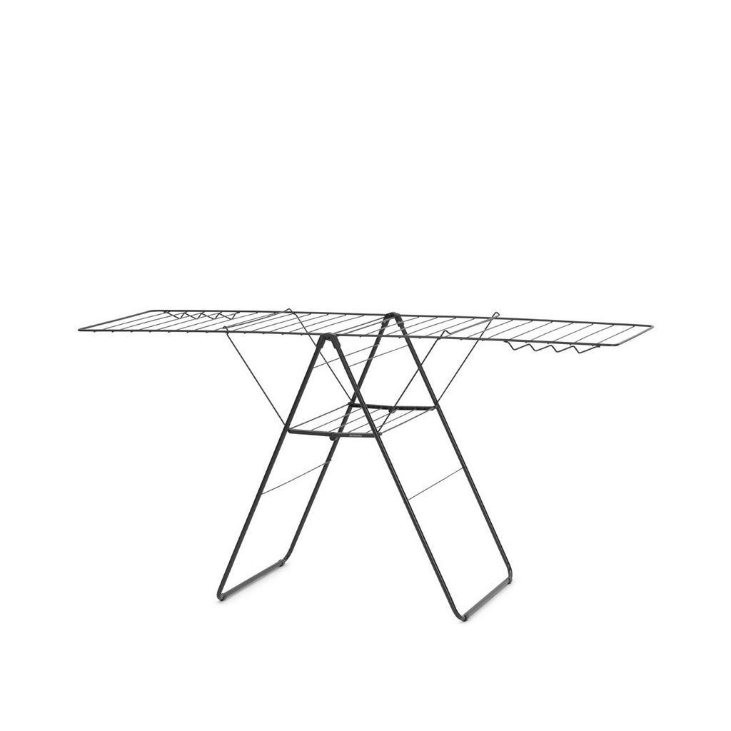 Brabantia Standtrockner , Schwarz , Metall , 59.2x98.4x5 cm , Kindersicherung, klappbar, Kleiderbügelhalter, rostfrei , Haushalt & Reinigung, Wäschepflege, Wäscheständer