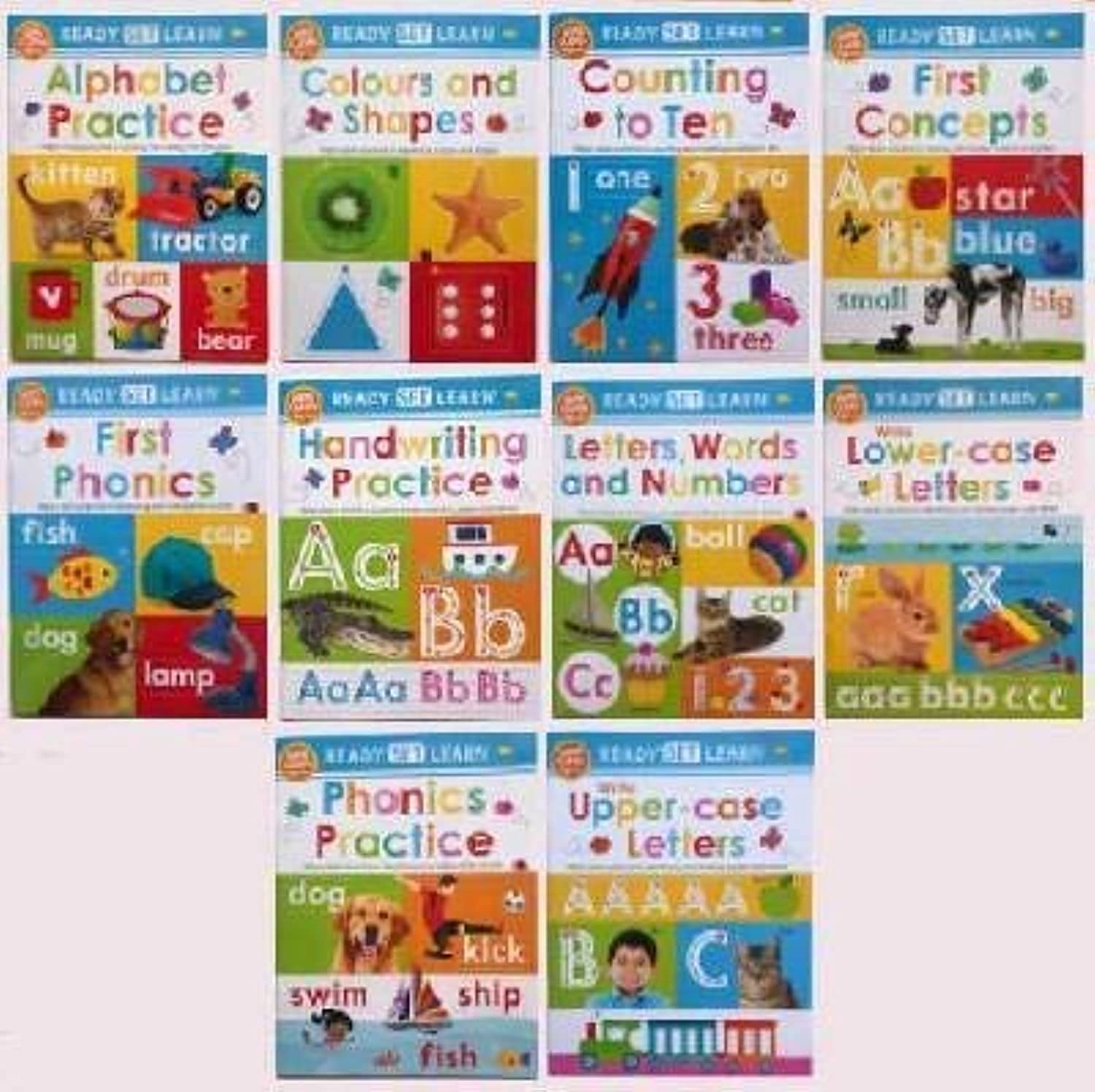 Ready Set Learn 10 Books Collection Set by Make Believe Ideas - Wipe Clean Early Learning Paperback Workbooks - Colours, Phonics, Numbers