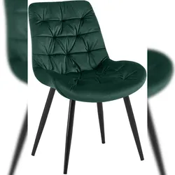 Décoshop26 - Esszimmerstuhl x1 in grünem Samt mit schwarzem Metallgestell Komfort & zeitlose Eleganz 10_0007228