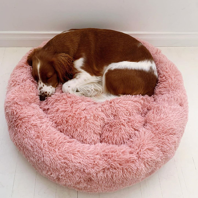 PetsAreLife Comfy Faux Fur Pet Bed Pink small Medium