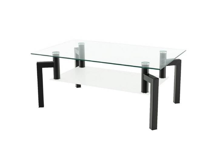 COSTWAY Couchtisch, mit gehärtetem Glas Tischplatte, Metallbeine, 100x60x43cm