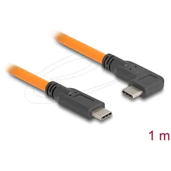 DeLOCK USB 5 Gbps Kabel USB Type-C Stecker zu USB Type-C Stecker 90° gewinkelt für Tethered Shooting 1 m orange