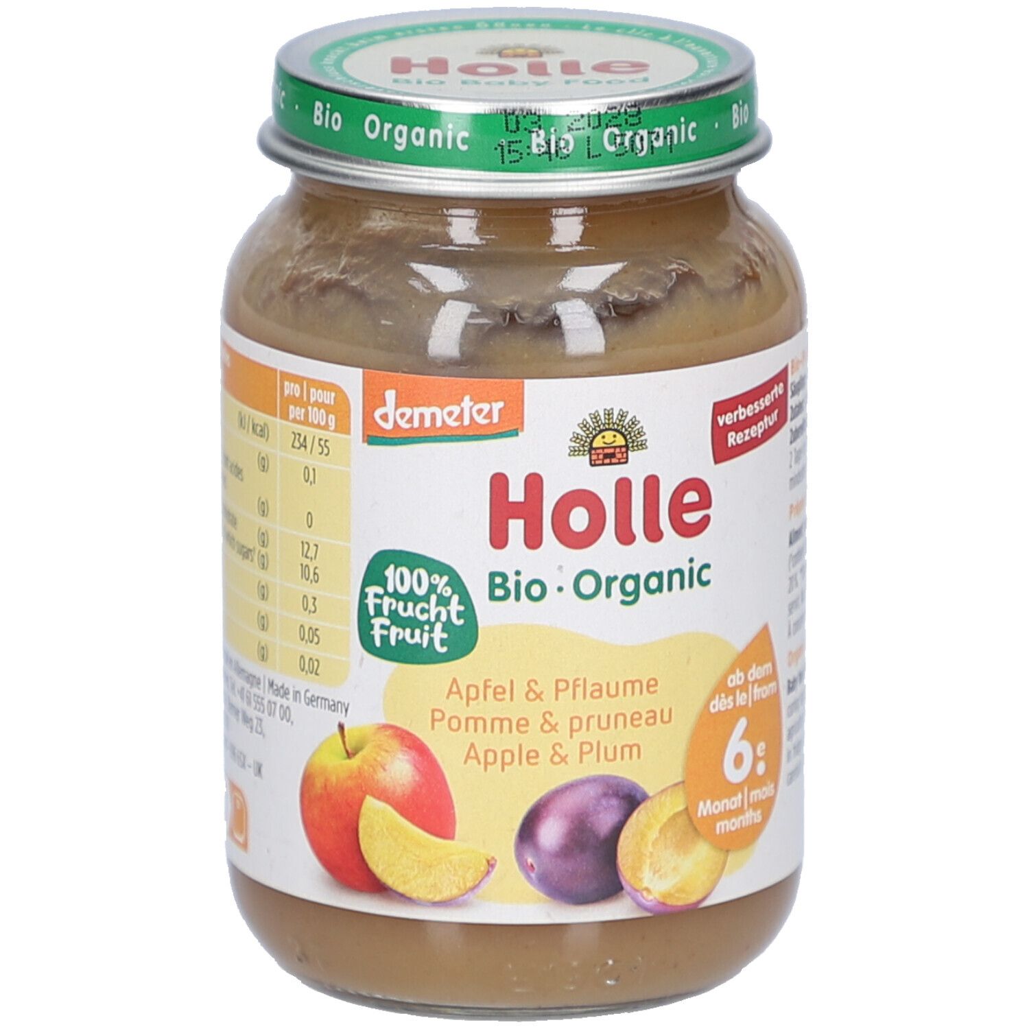 Holle Apfel & Pflaume Glas 190 g Bio Brei