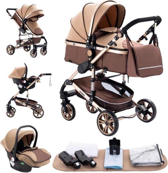 Kinderwagen 3-in-1 - Kombi-Kinderwagen - Sichere Fortbewegung - Leichtes Aluminiumgestell - 40x40x20 cm - Khaki