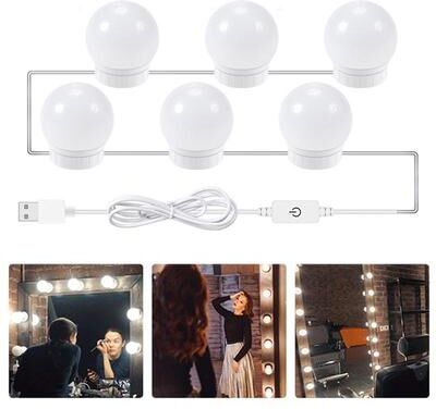 Everyday Crate USB Vanity Mirror Lights Adjustable Brightness LED Makeup Light Kit For Dressing Tables 6 LEDs