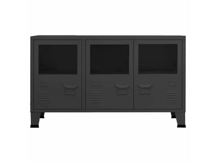 Noir Buffet & bahut contemporain，Buffet industriel Noir 105x35x62 cm Métal et verre FR&1940