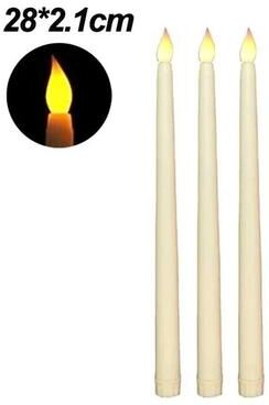 Uplifted Finds Battery Operated LED Flameless Taper Candles Electric Flickering Long Candlesticks For Weddings And Home Decor style B Beige 3 Pcs