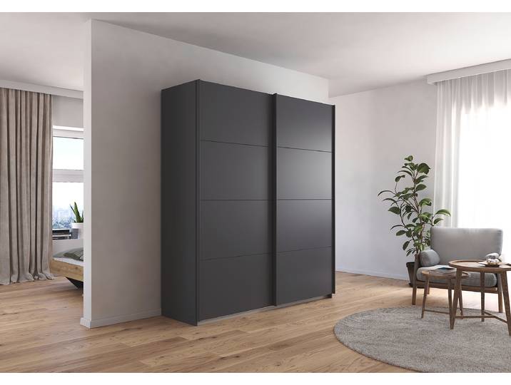 Schwebetürenschrank Quadra mit Dämpfung 181cm Grau/Graumetallic ohne Spiegeltür/-en