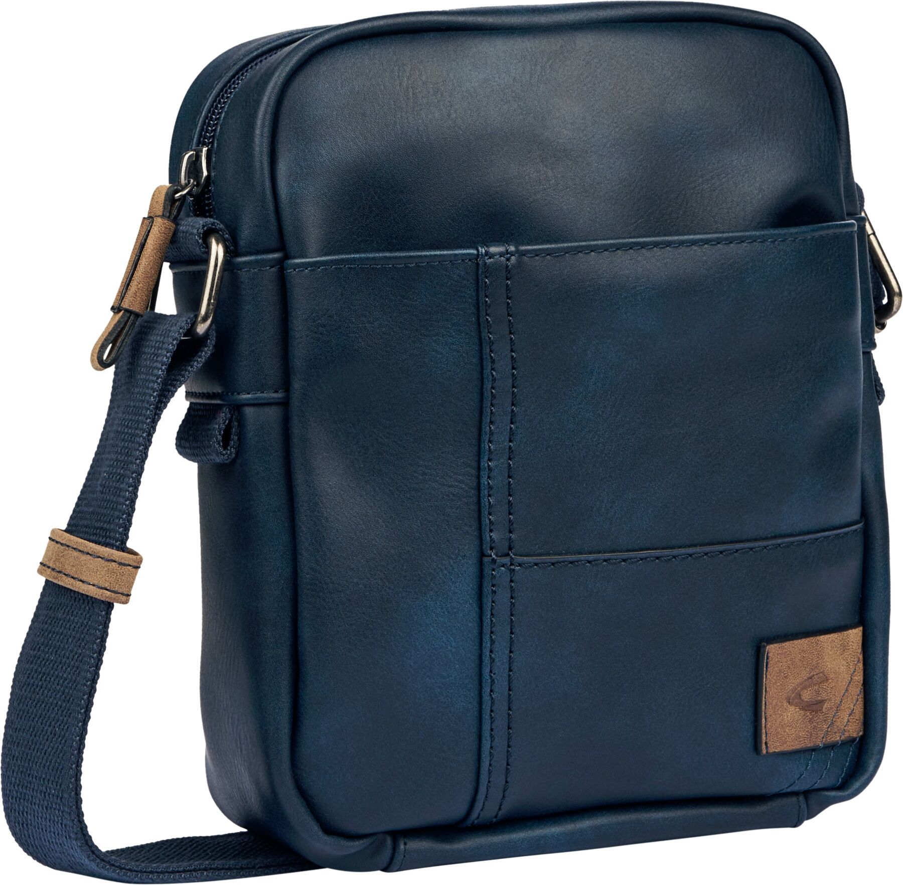Umhängetasche CAMEL ACTIVE "Laos", Herren, Gr. B/H/T: 18,5cm x 23cm x 7cm, blau, Polyurethan, Polyurethan (PU), Retro, beschichtet, kontrastfarbene Details, leichte Abriebeffekte, Taschen Umhängetasche, praktisch funktionaler Alltagsbegleiter mit vielen s