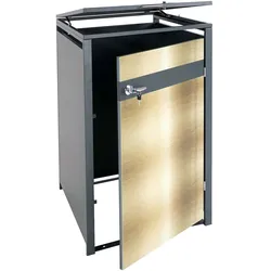 Proregal 1er Mülltonnenverkleidung | HxBxT 117x68x80cm | Anthrazit | Gold | Mülltonnenbox