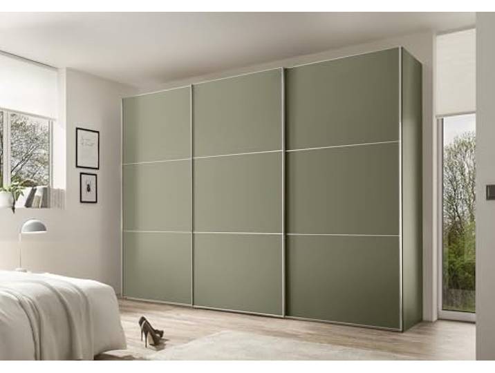 Staud Schwebetürenschrank 3-türig Includo, Dekor Salbei, 222cm / 280cm / 68 cm (H/B/T), Premium