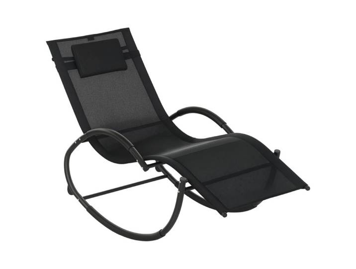 Chaise longue à bascule - Outsunny - avec tétière - utilisation extérieure intérieure - gris chiné