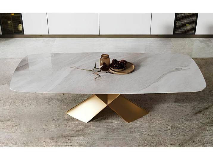 JVmoebel Esstisch Modern Luxus Esstisch Design – Edelstahl & Stein Tisch Möbel (1-St., Esstisch), Made in Europa