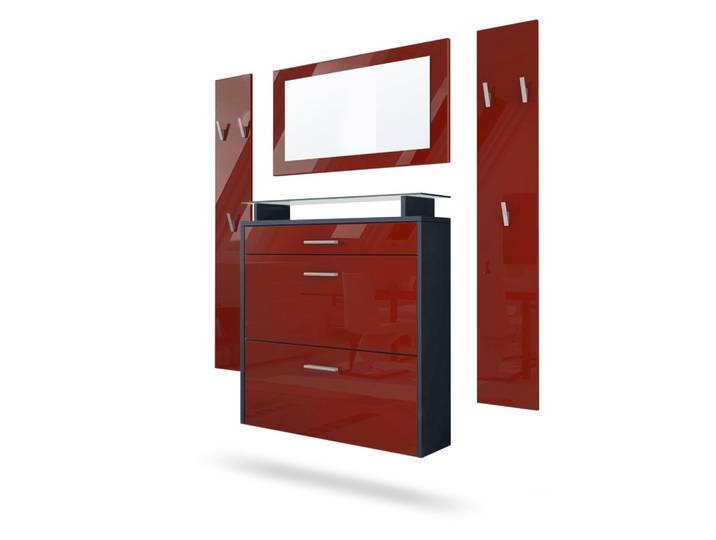 GARDEROBE Malea Fronten in Bordeaux Hochglanz