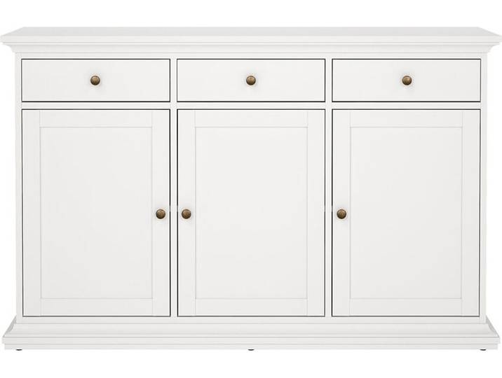 Venedig Sideboard 3 Türen und 3 Schubladen, Breite 143 cm, Höhe 91 cm weiß.