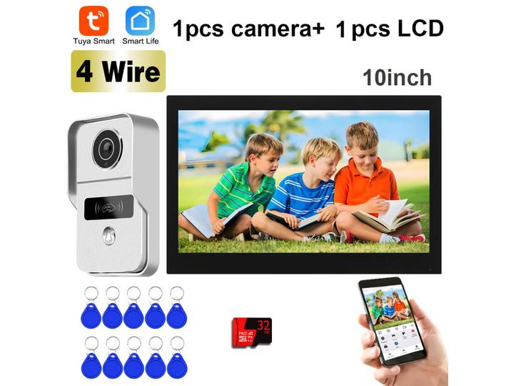 Nouvelle sonnette vidéo intelligente TUYA à 4 fils, caméra filaire 1080P étanche, WIFI 5G, écran tactile IPS 7/10 pouces, compatible IP CCTV