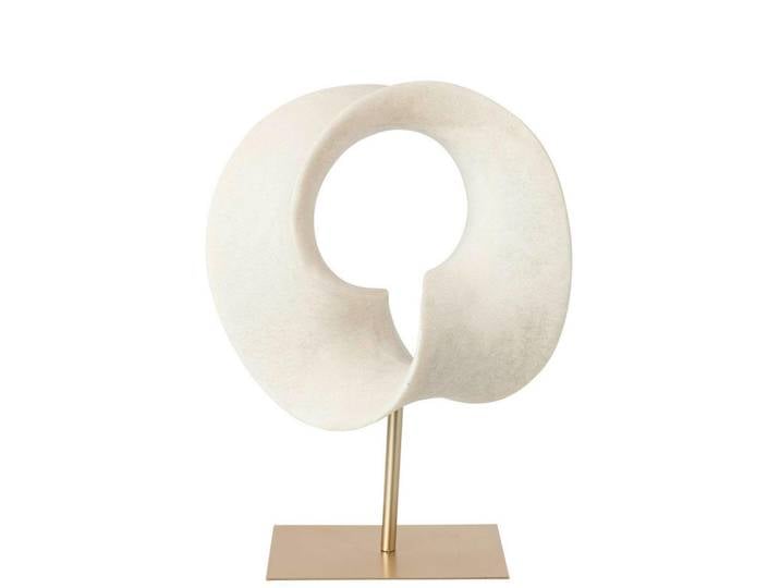 Ambia Home Skulptur, Weiss, Goldfarben, Metall, Stein, Naturmaterialien, 18x43x34 cm, Dekoration, Dekofiguren & Skulpturen, Skulpturen