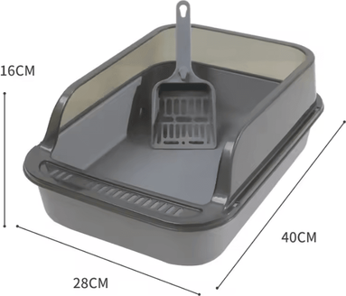 Inspire Curations SplashGuard Semi Enclosed Cat Litter Box gray