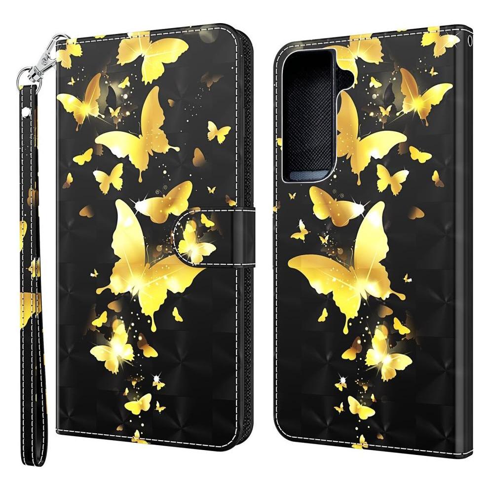 Cover-Discount Galaxy S22 - Etui Glitzer Effekt Schmetterlinge gold (Samsung Galaxy S22) (101239842C)