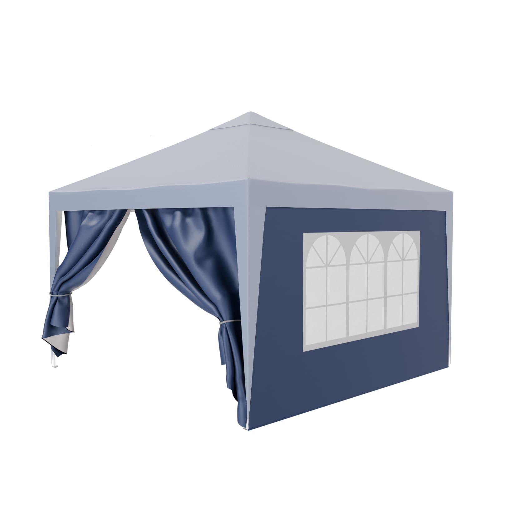 24MOVE® Pavillon Seitenteile 2er Set 2x3m mit Fenster & Reissverschluss, wasserdicht, blau - für Partyzelt, Festzelt, Festivals