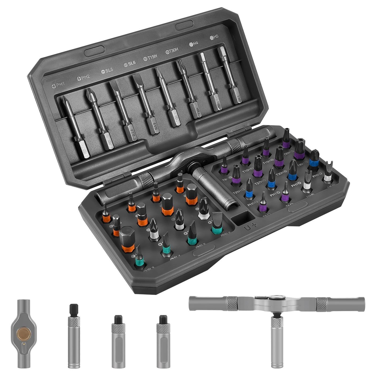 Merkloze 42-in-1 Magnetische Schroevendraaierset met Ratelgreep en Precision Bits