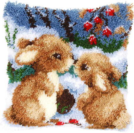 Knüpfkissen "Häschen im Winter"