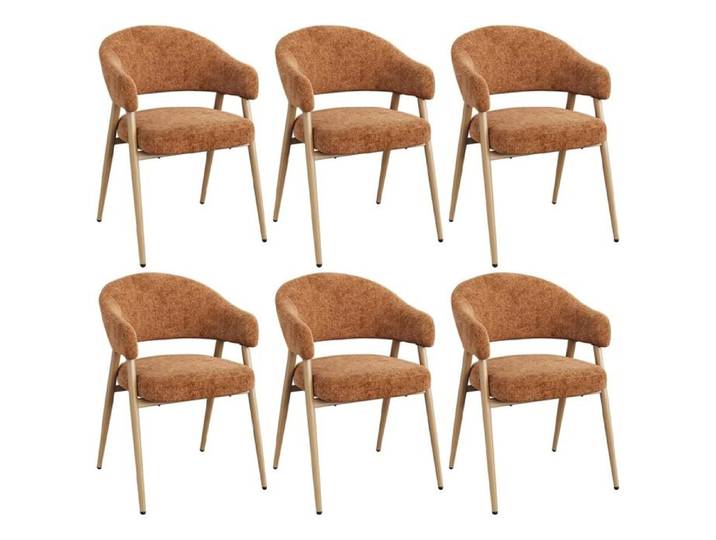 Lot de 6 chaises pivotante orange - WOLTU - Accoudoirs incurvés - Dossier Ajouré - Tissu Chenille