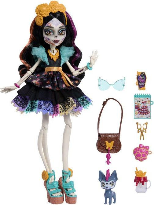 Monster High Skelita pop met Fête des Morts jurk en 7 accessoires