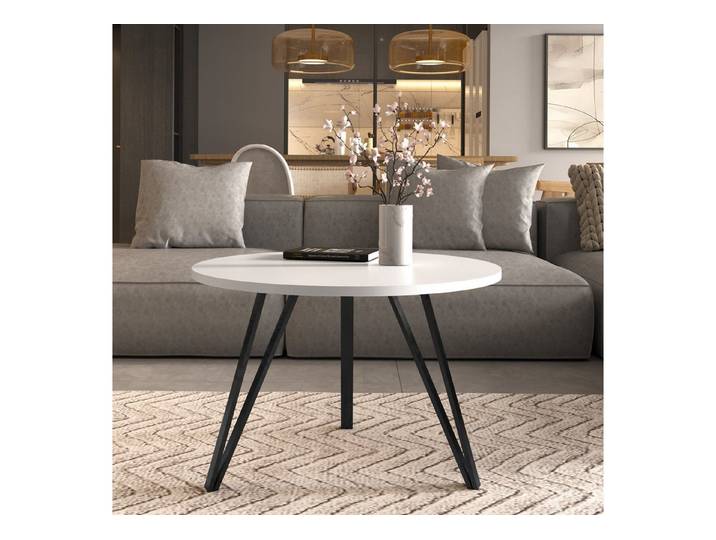 Design Möbel Couchtisch Moderner Runder Couchtisch - Tischplatte, 67 cm Metallgestell