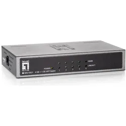 LevelOne GEU-0521 Giga Switch 4Port + 1SFP Slot (4 Ports), Netzwerk Switch, Grau