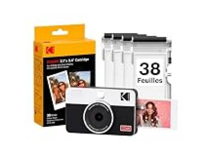 KODAK Mini Shot 2 Retro Appareil Instantané 5x7,6cm, 38 Feuilles, Blanc