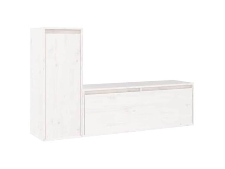LKJephalotrop TV-Schrank 2er Set Hängeschrank Weiß Kiefer Massivholz Wandhängendes Lowboard Set schafft Ordnung im Wohnzimmer und nutzt freien Wandplatz optimal aus.